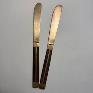 Vintage MCM Jean Claude style Rosewood bronze flatware